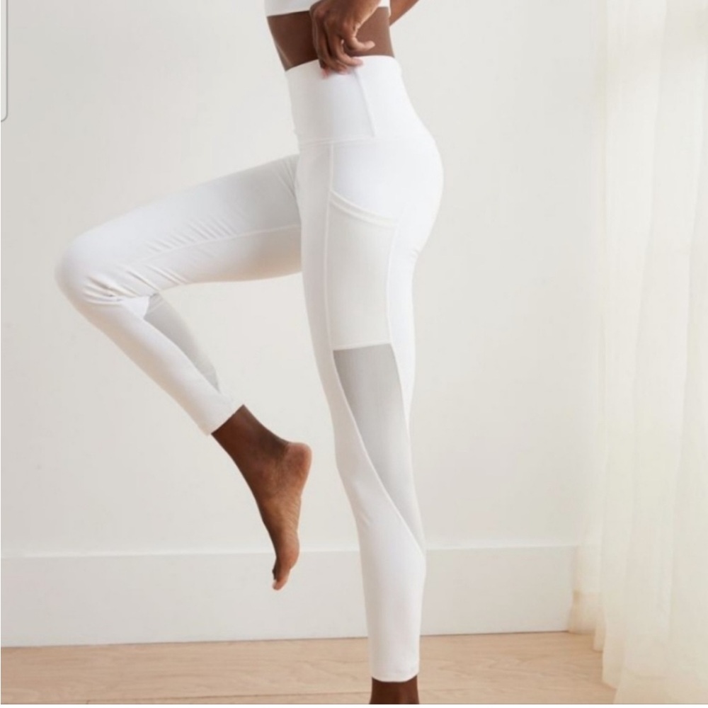 AERIE White high-waisted mesh workout yoga leggings